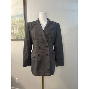 Vintage Embassy Row Petites Pure Wool Plaid Blazer Women’s 6P Double Breasted‎